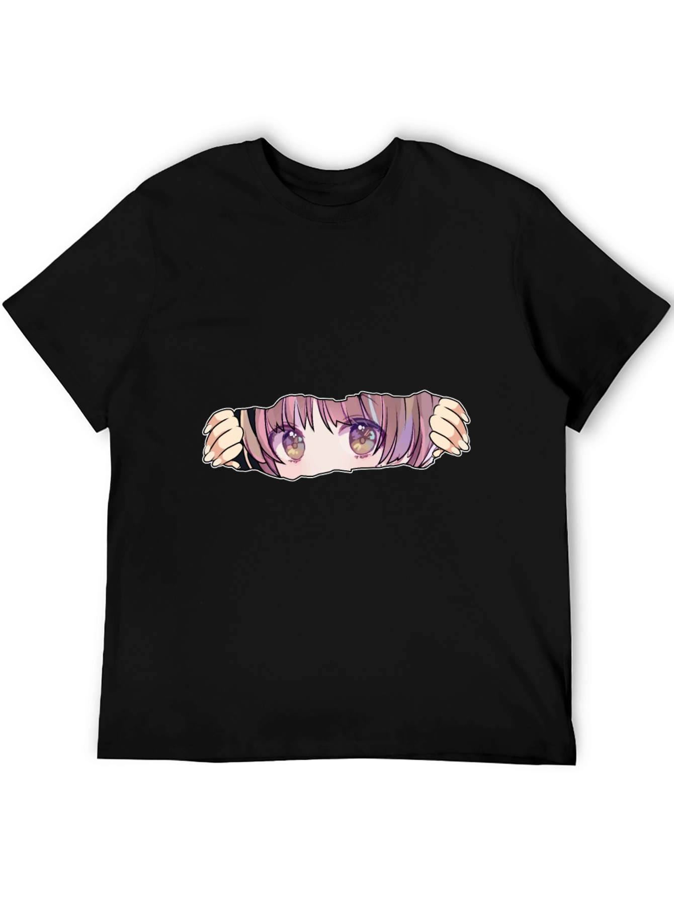 Anime Eyes Peek Black T-Shirt
