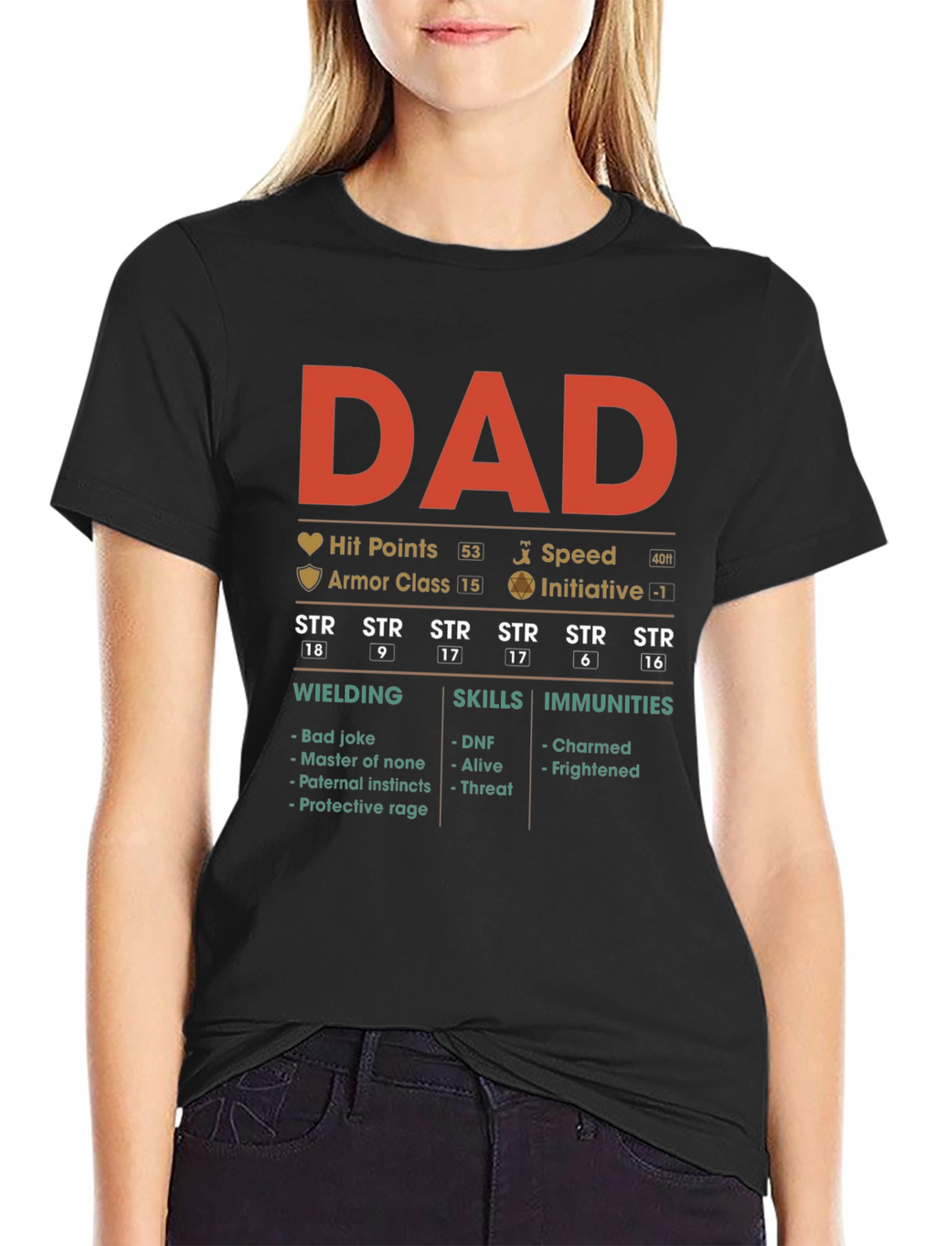 Dad RPG Stats Graphic T-Shirt - Gamer Father Gift