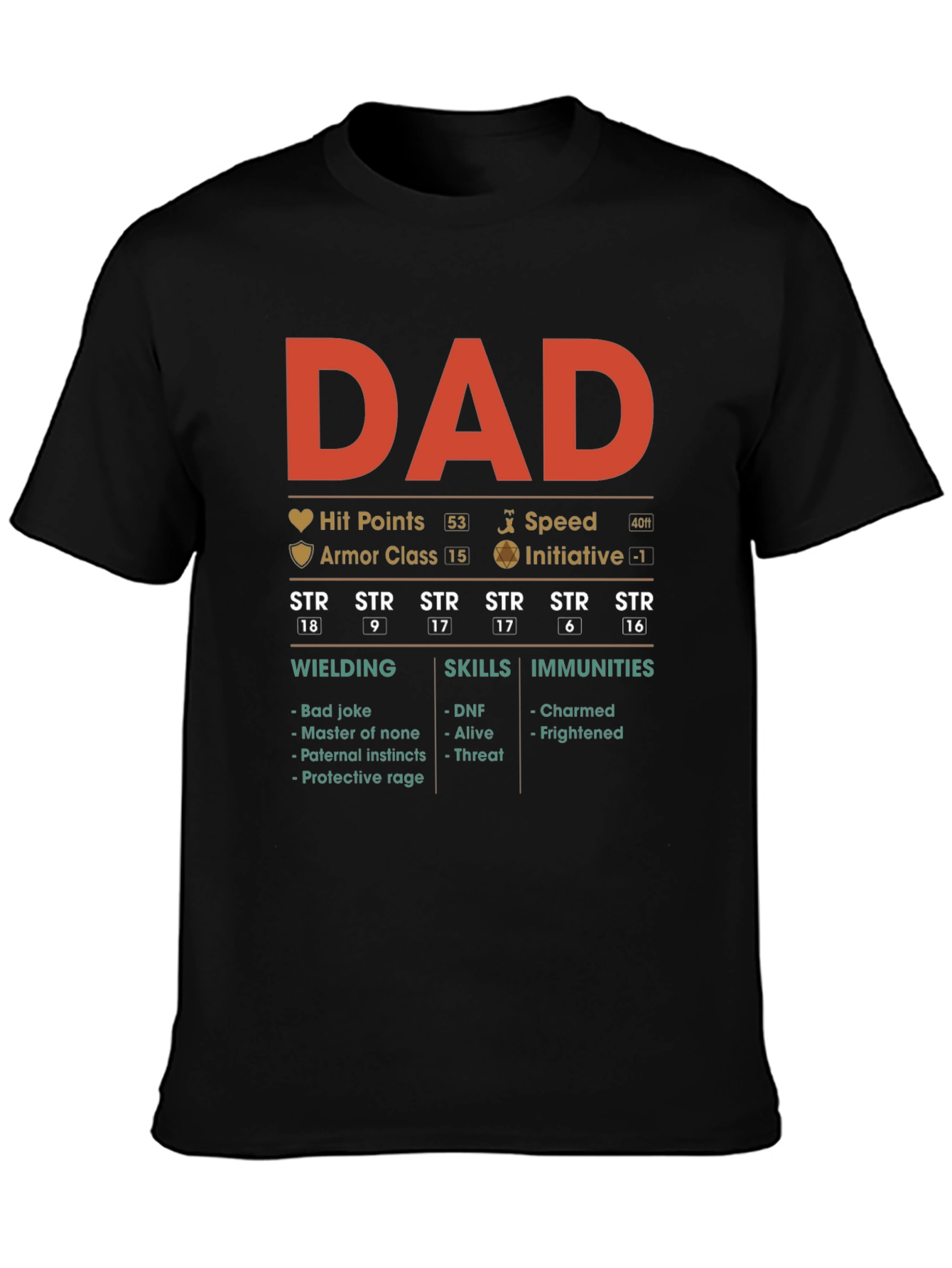 Dad RPG Stats Graphic T-Shirt - Gamer Father Gift