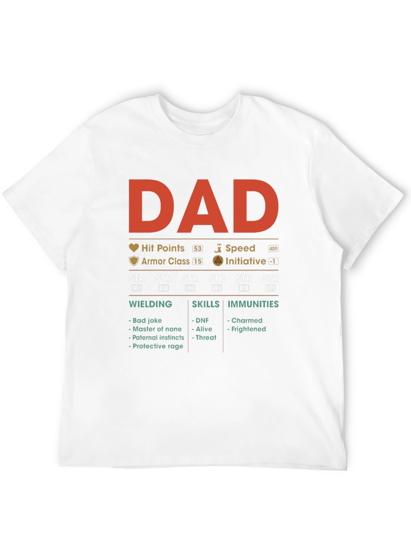 Dad RPG Stats Graphic T-Shirt - Gamer Father Gift
