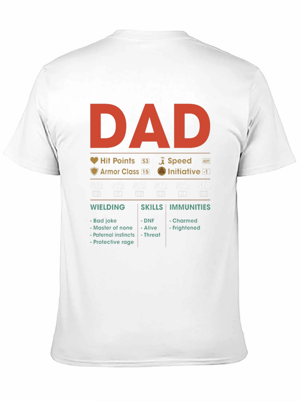 Dad RPG Stats Graphic T-Shirt - Gamer Father Gift