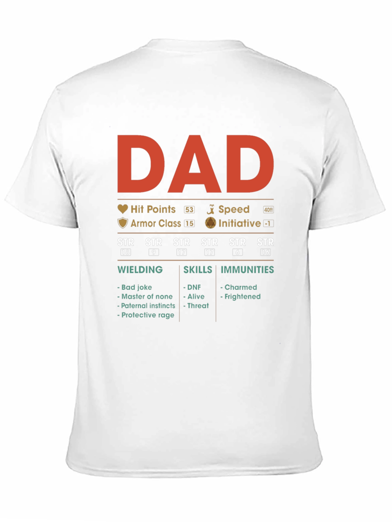 Dad RPG Stats Graphic T-Shirt - Gamer Father Gift