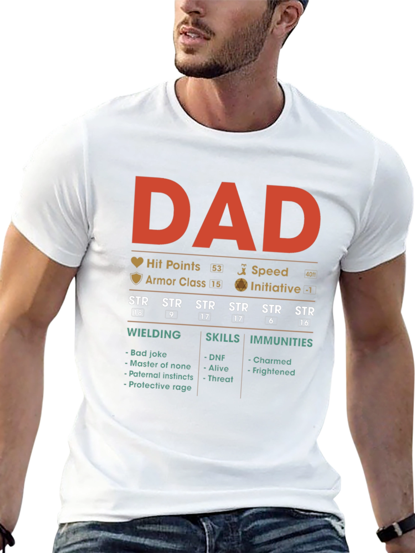 Dad RPG Stats Graphic T-Shirt - Gamer Father Gift