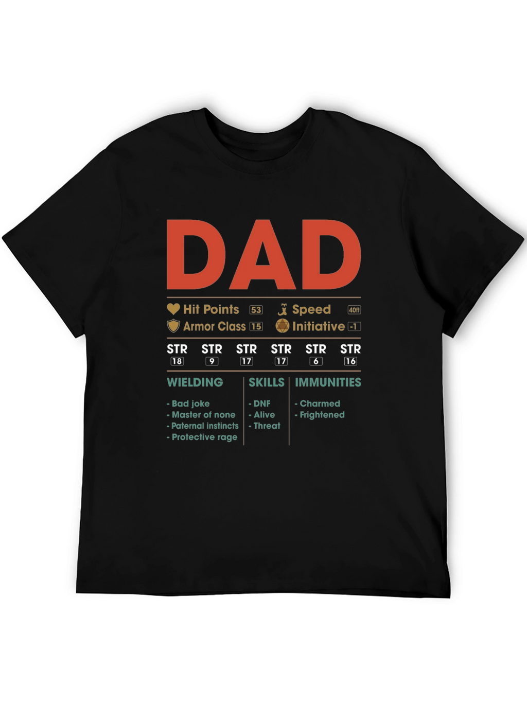 Dad RPG Stats Graphic T-Shirt - Gamer Father Gift