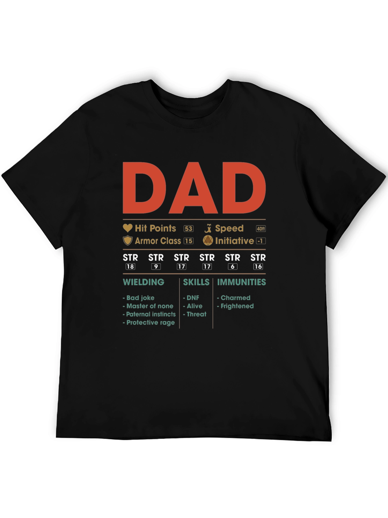 Dad RPG Stats Graphic T-Shirt - Gamer Father Gift