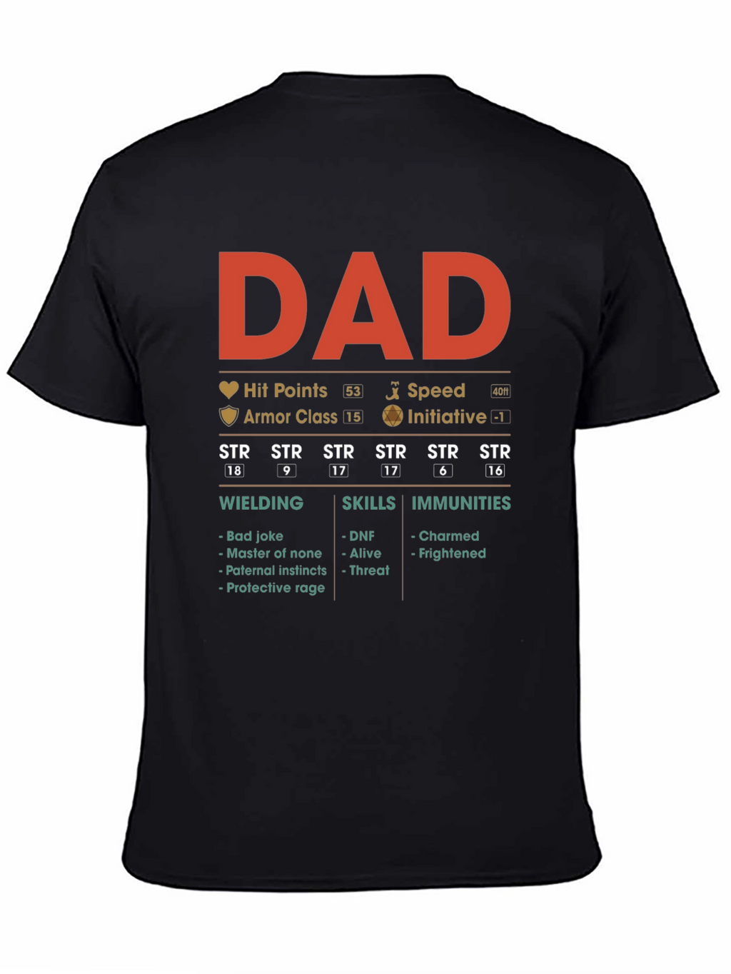 Dad RPG Stats Graphic T-Shirt - Gamer Father Gift