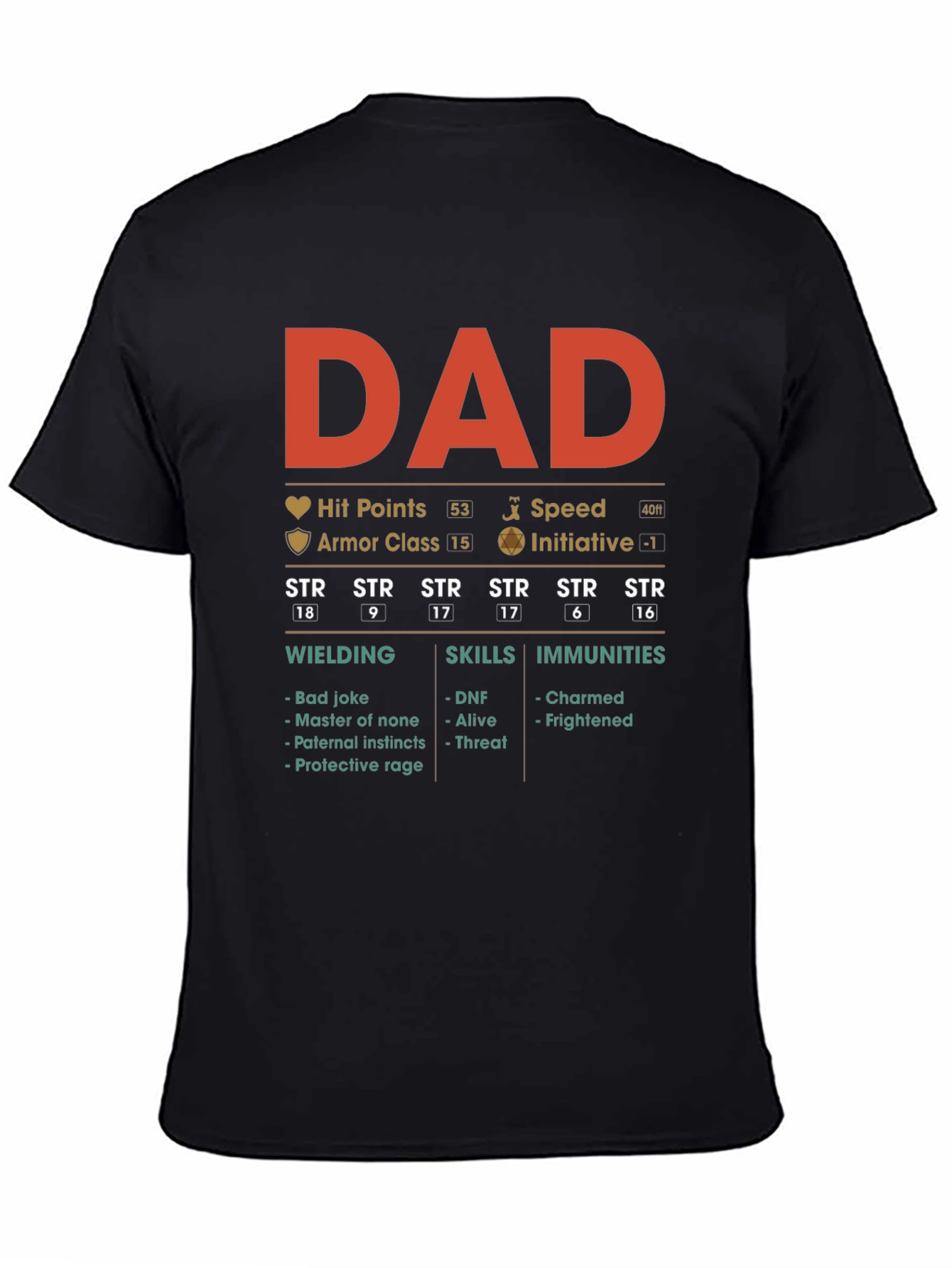 Dad RPG Stats Graphic T-Shirt - Gamer Father Gift