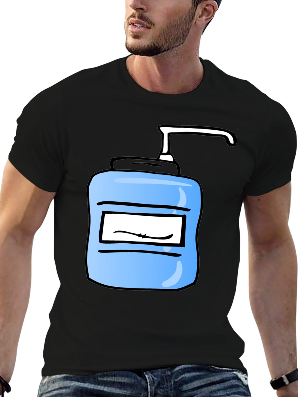 Cartoon Hand Sanitizer Graphic Tee - Black