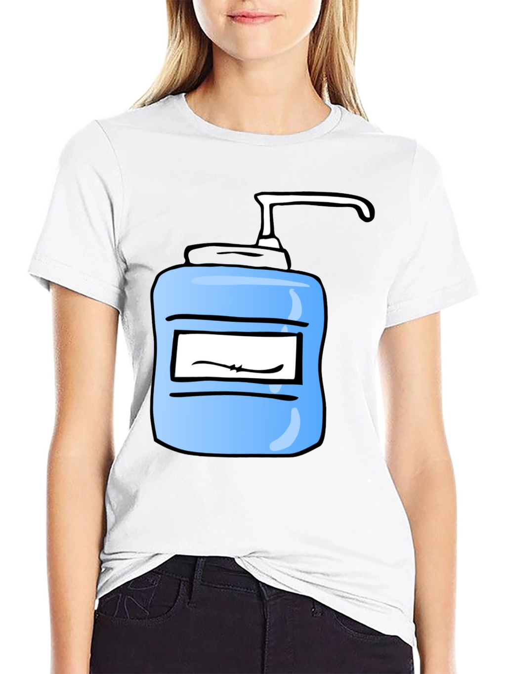Cartoon Hand Sanitizer Graphic Tee - Black
