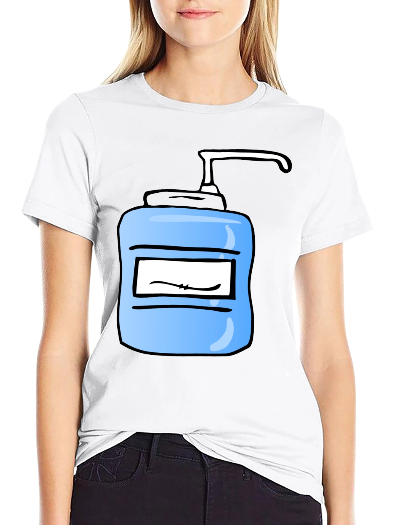 Cartoon Hand Sanitizer Graphic Tee - Black