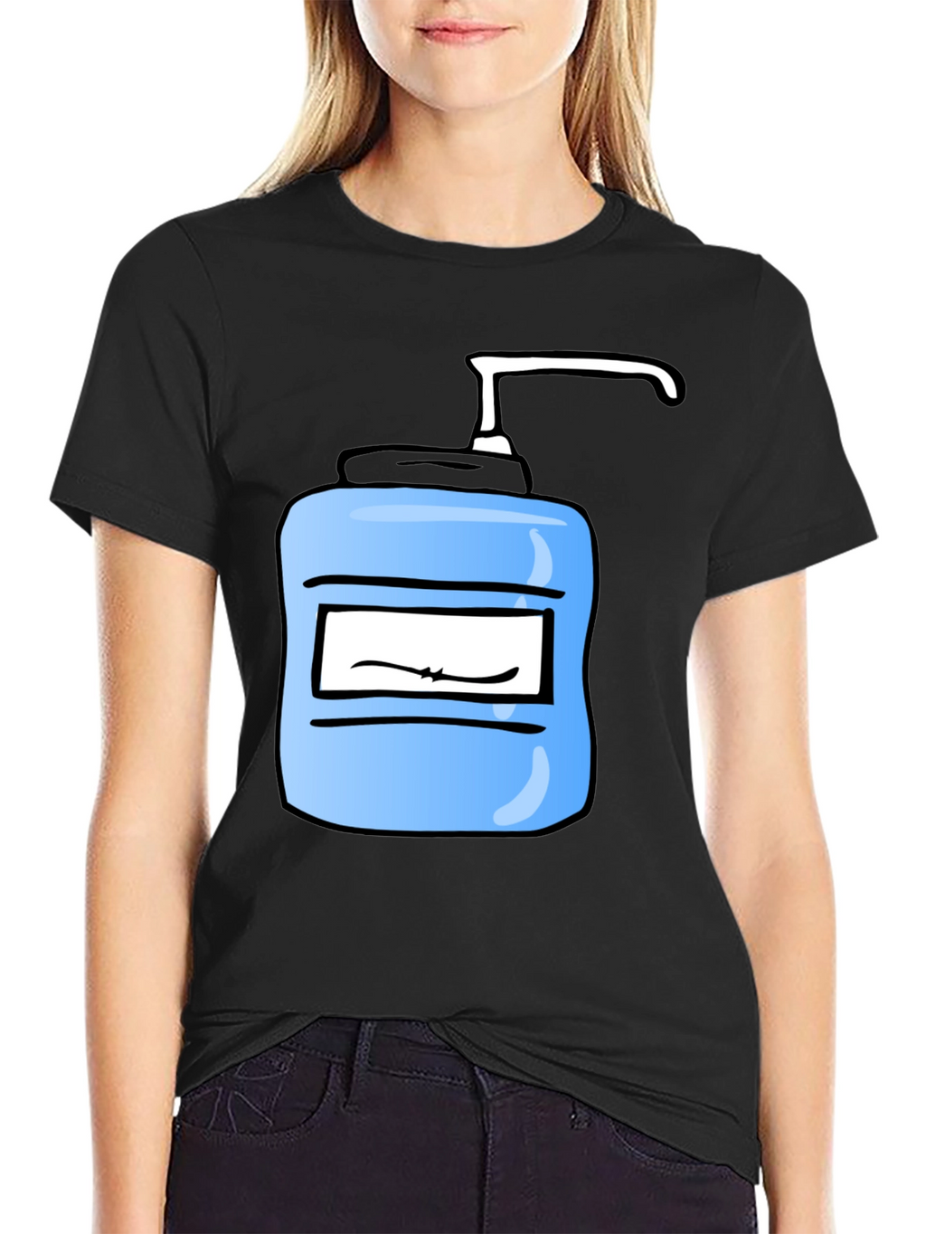 Cartoon Hand Sanitizer Graphic Tee - Black