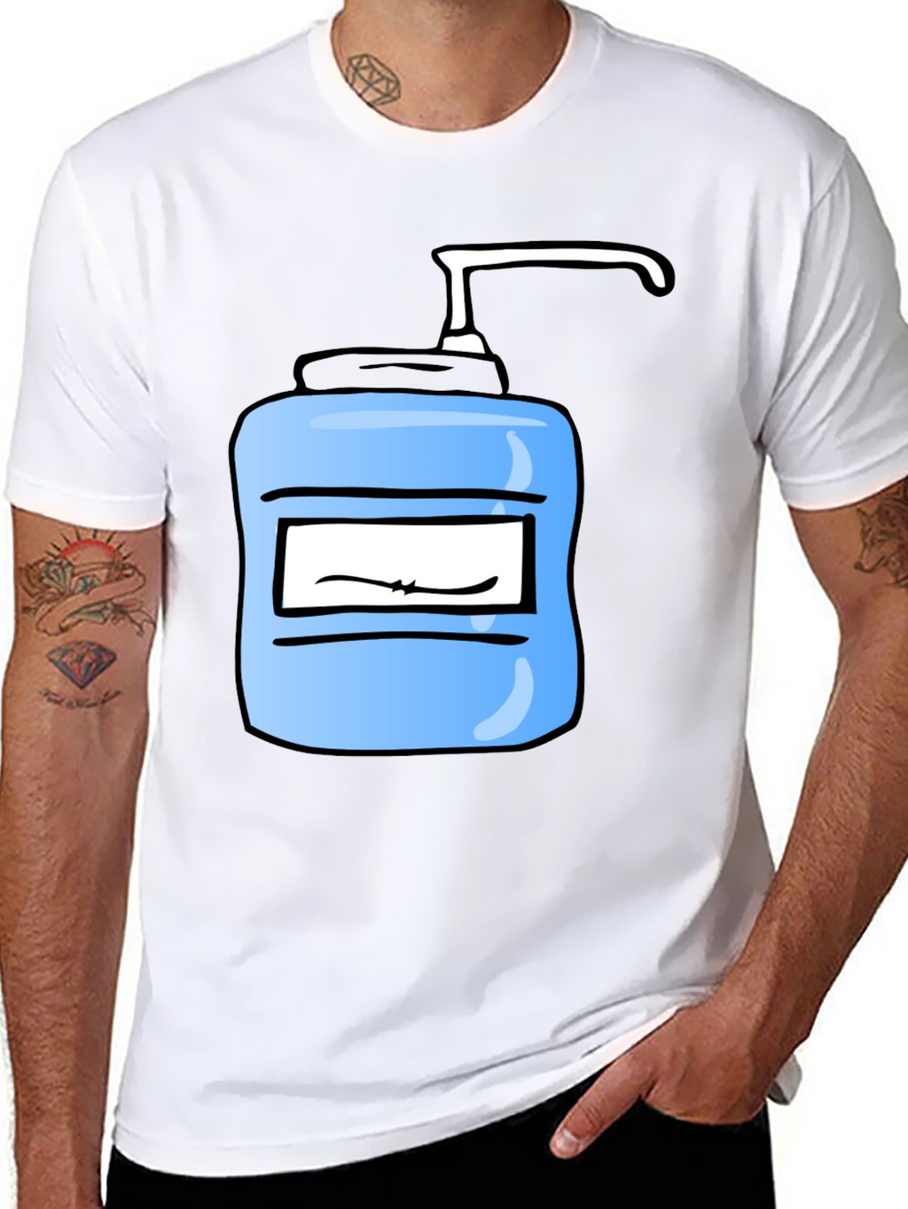 Cartoon Hand Sanitizer Graphic Tee - Black