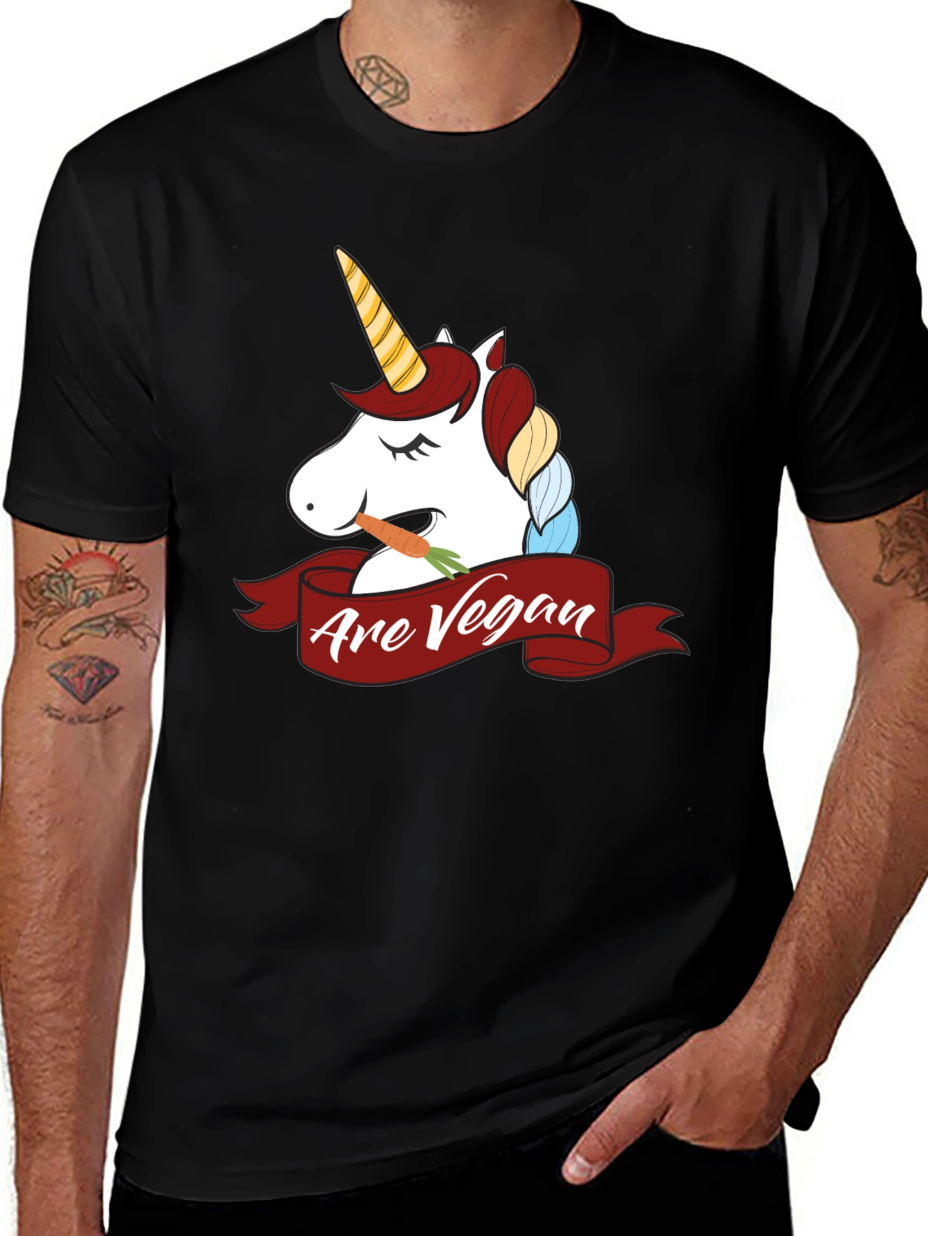 Unicorn Are Vegan Graphic T-Shirt - Black