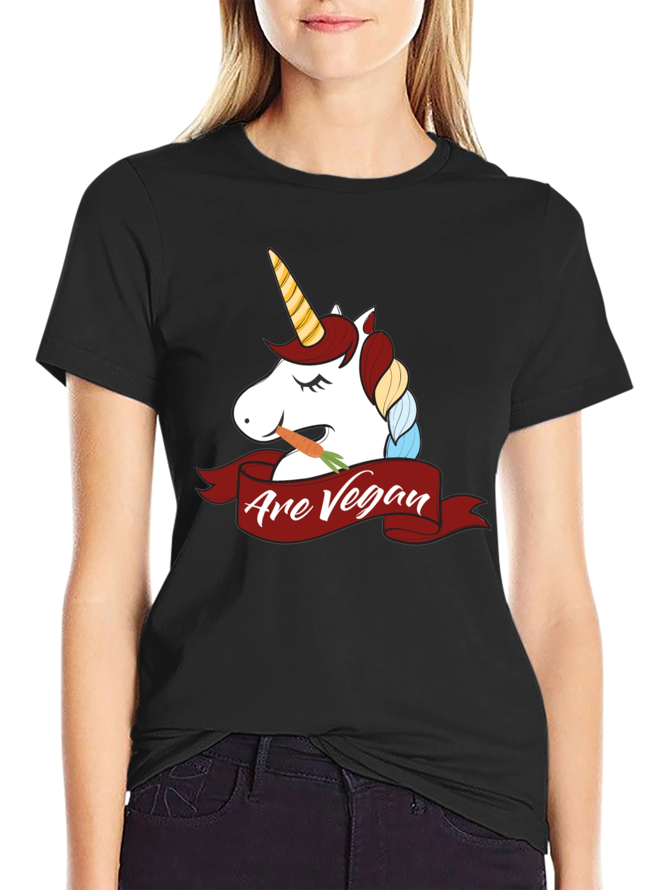 Unicorn Are Vegan Graphic T-Shirt - Black
