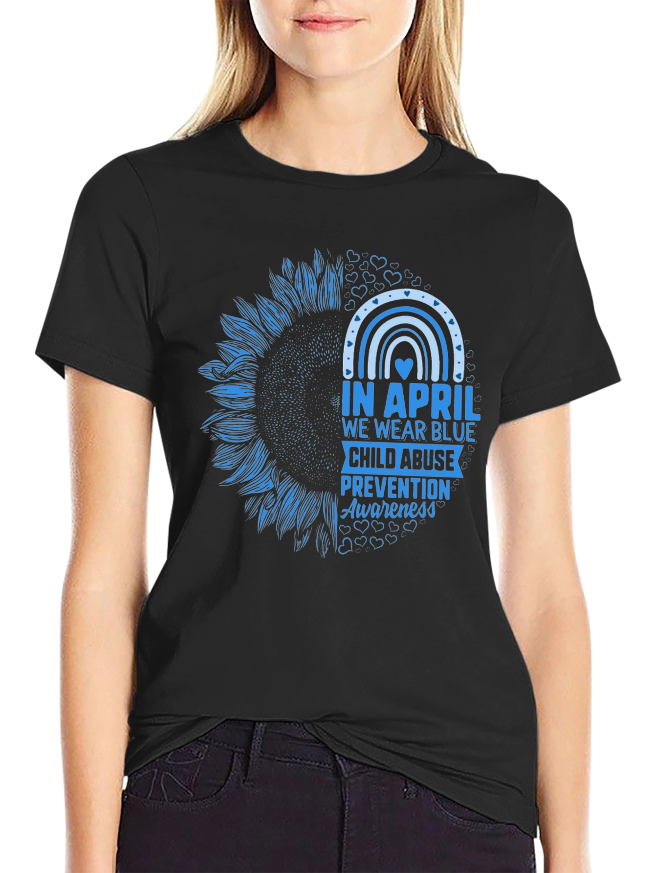 April Wear Blue Child Abuse Awareness Sunflower T-Shirt
