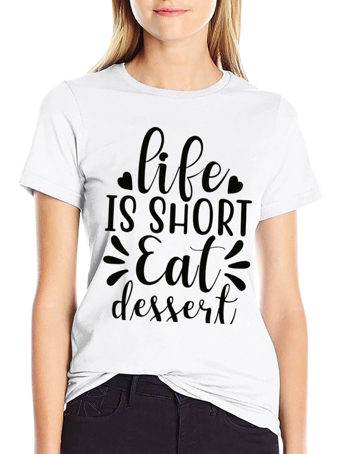 Life is Short Eat Dessert Black Graphic Tee