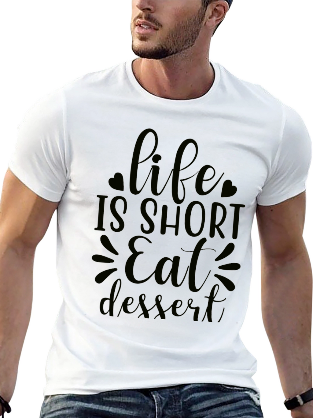 Life is Short Eat Dessert Black Graphic Tee