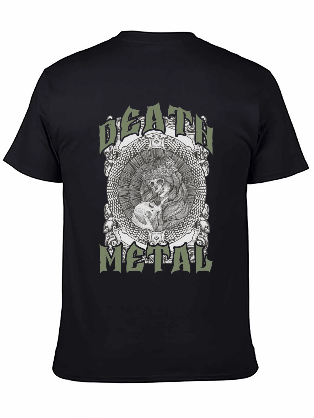 Death Metal Skull Graphic Tee - Black