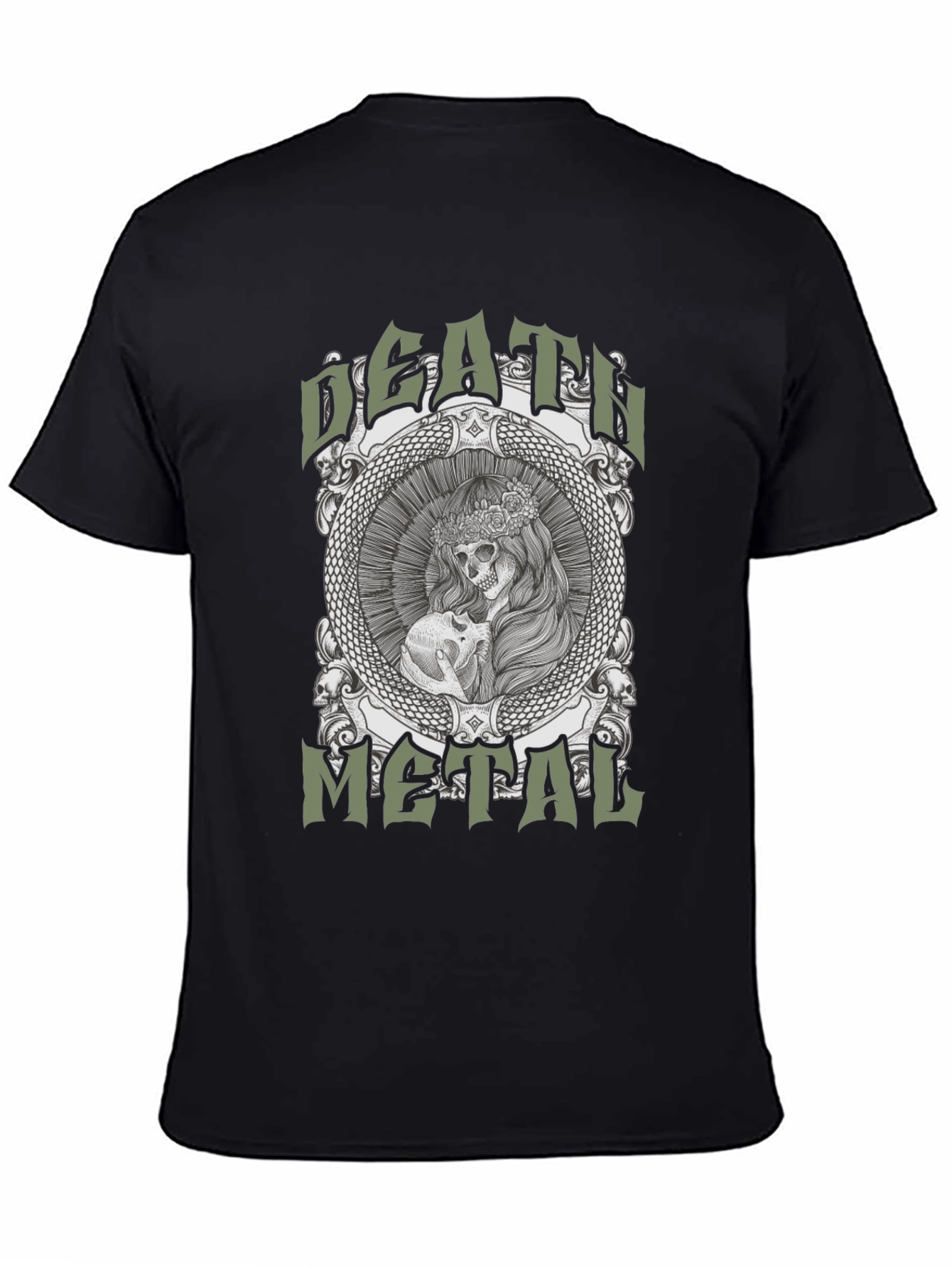 Death Metal Skull Graphic Tee - Black