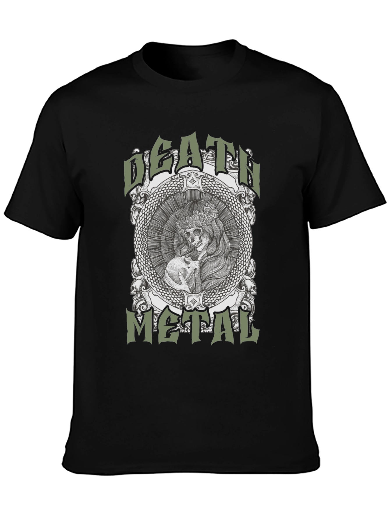 Death Metal Skull Graphic Tee - Black