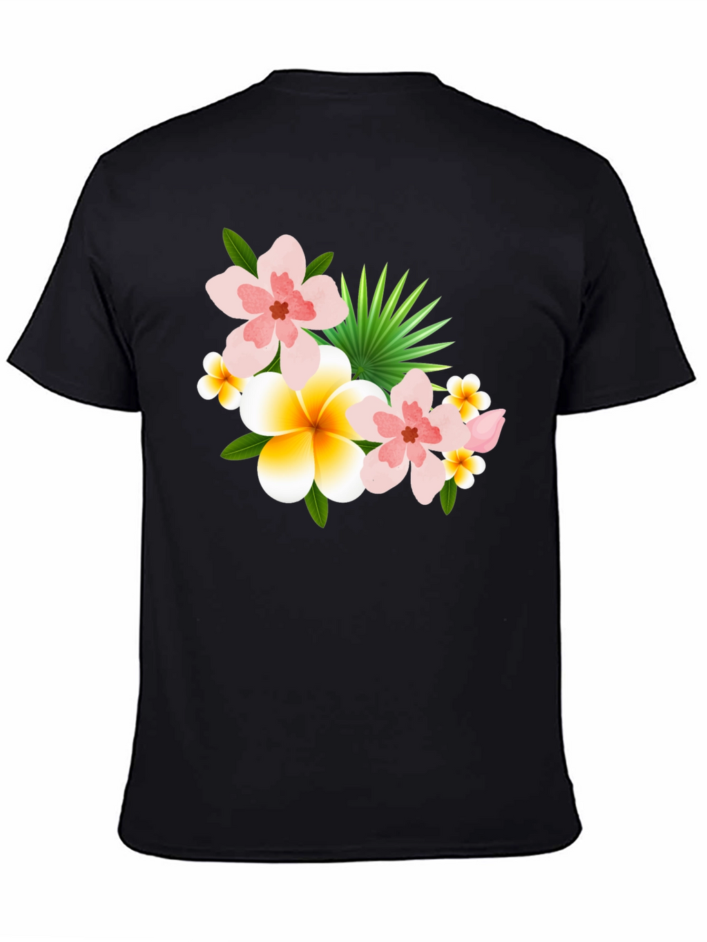 Tropical Floral Print Black T-Shirt