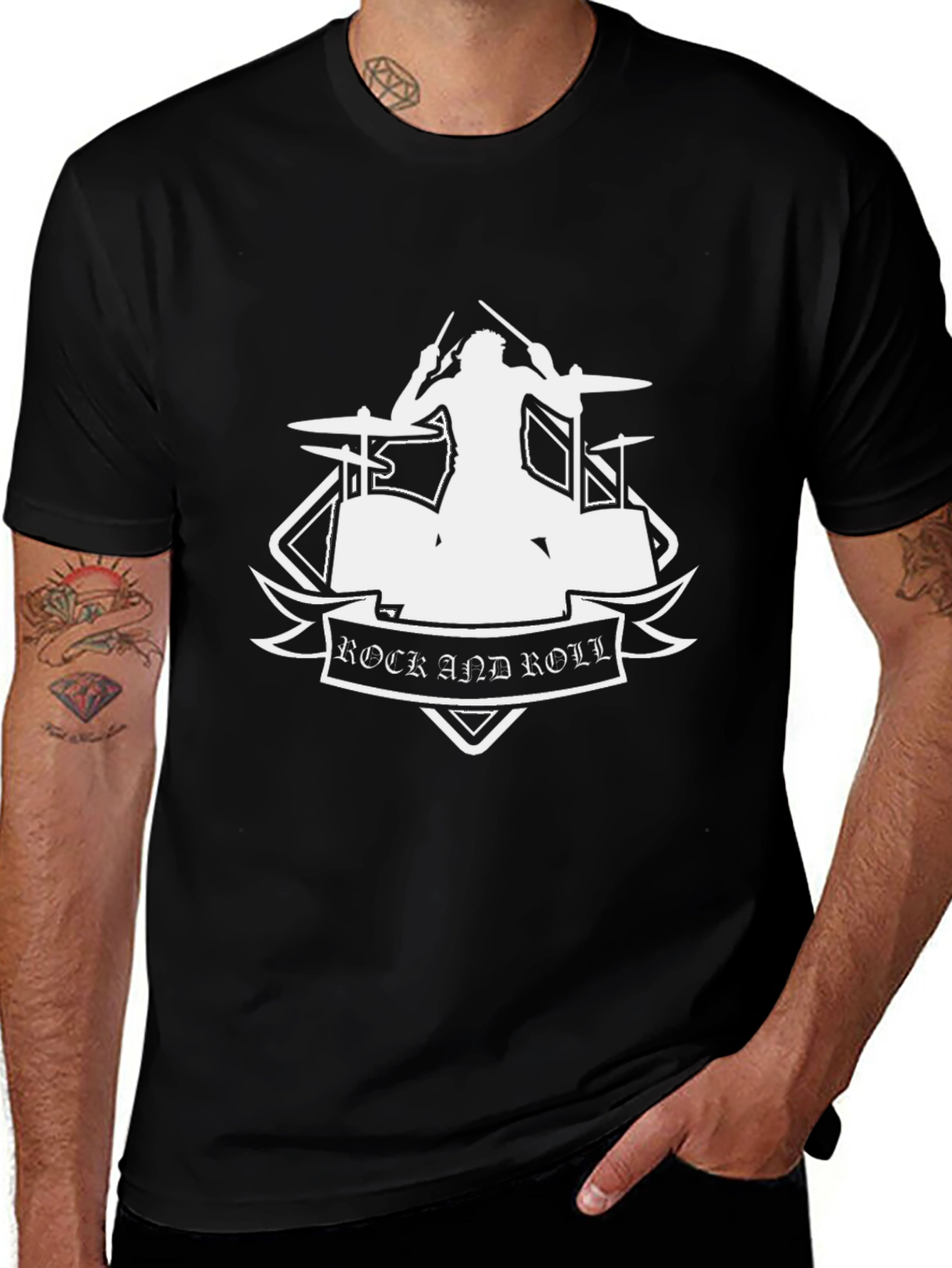 Rock and Roll Drummer Graphic T-Shirt