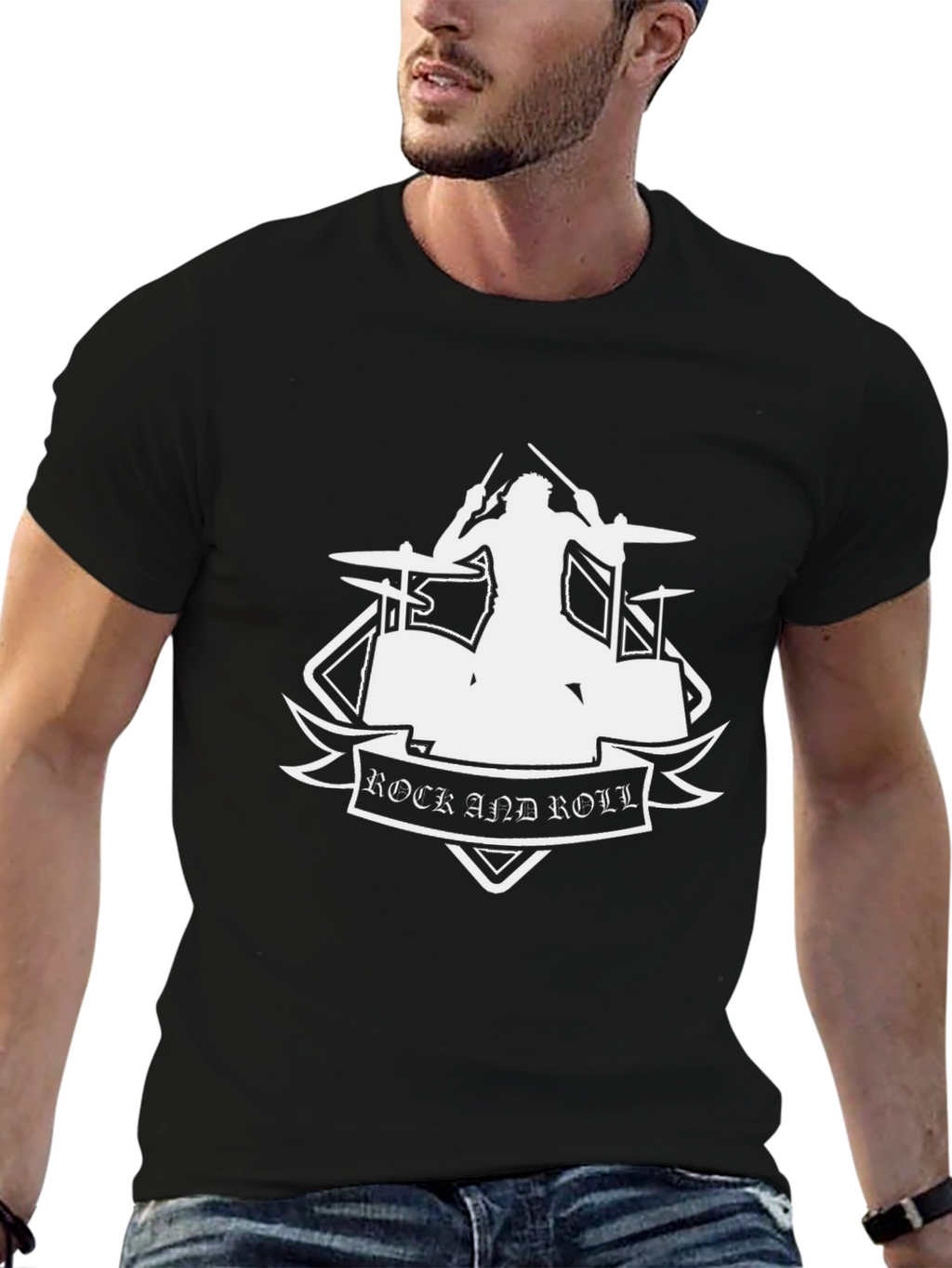 Rock and Roll Drummer Graphic T-Shirt