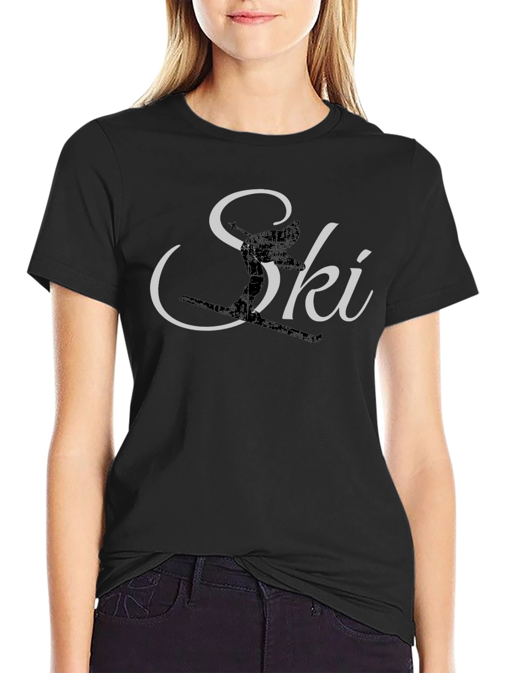 Ski Graphic Tee - Black Cotton T-Shirt