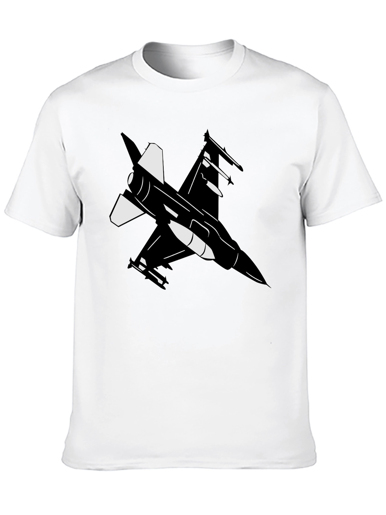 Fighter Jet Graphic Tee - Black Cotton Blend