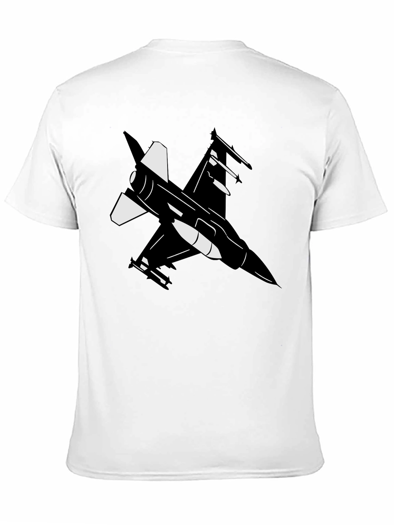 Fighter Jet Graphic Tee - Black Cotton Blend