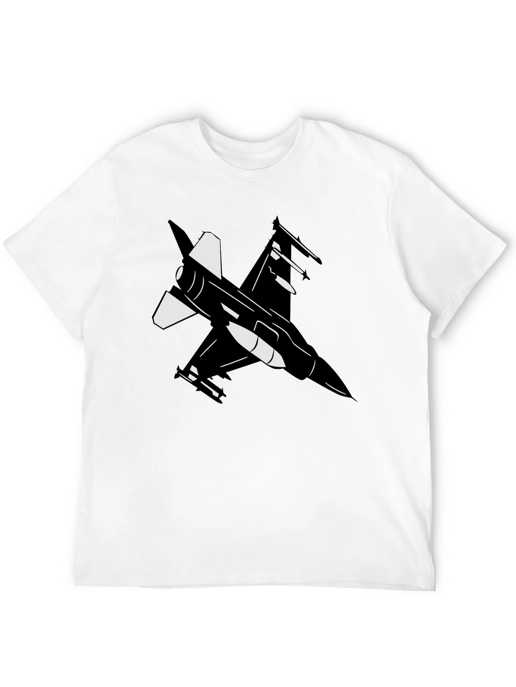 Fighter Jet Graphic Tee - Black Cotton Blend