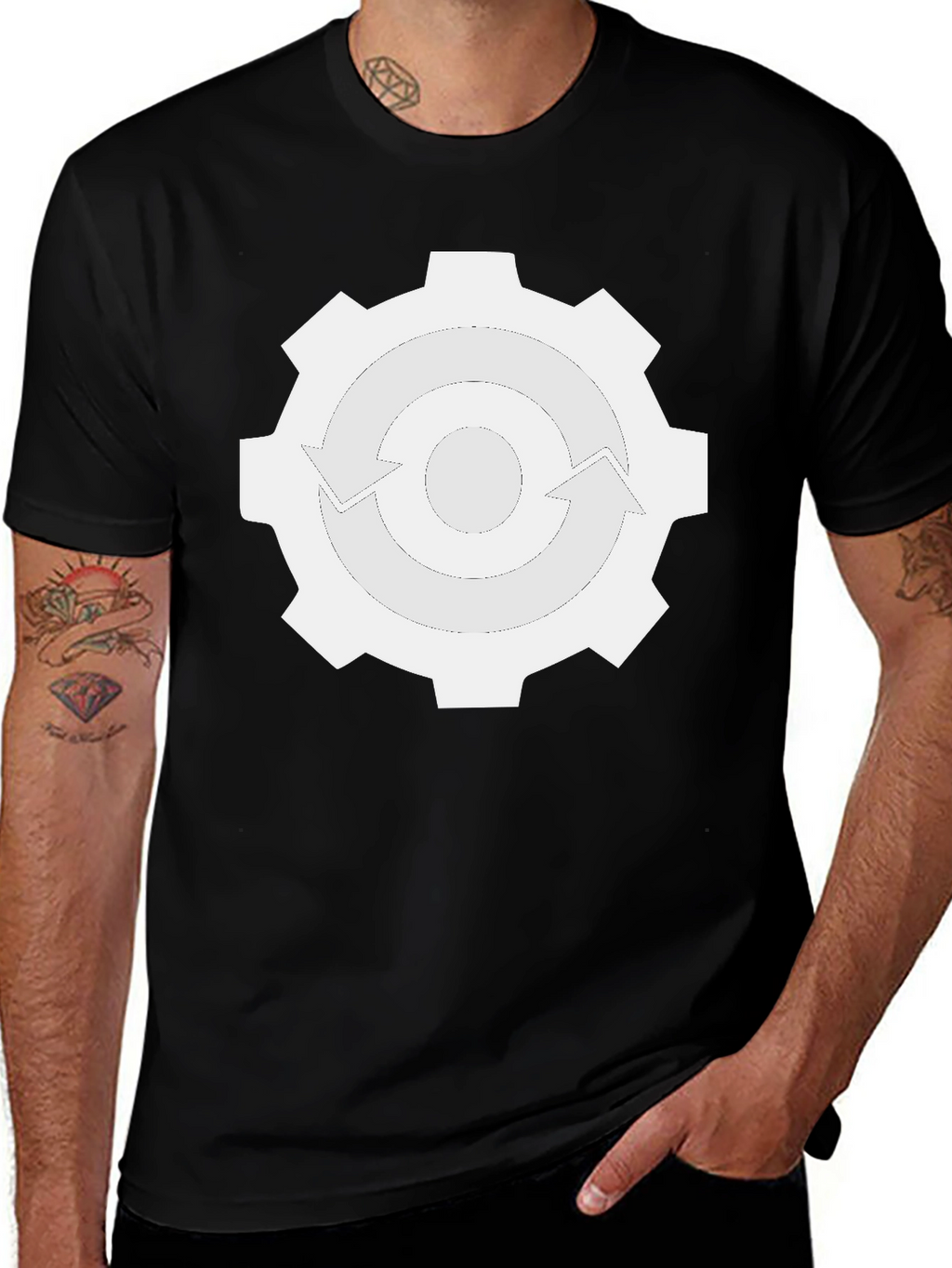 Gear Cycle Graphic Tee - Black Cotton Blend Shirt