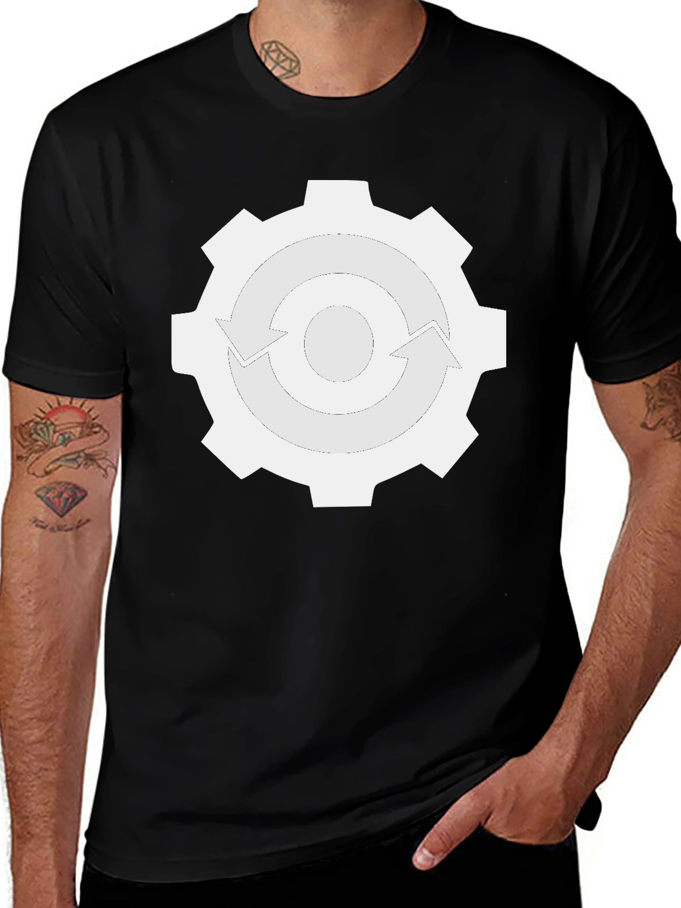 Gear Cycle Graphic Tee - Black Cotton Blend Shirt