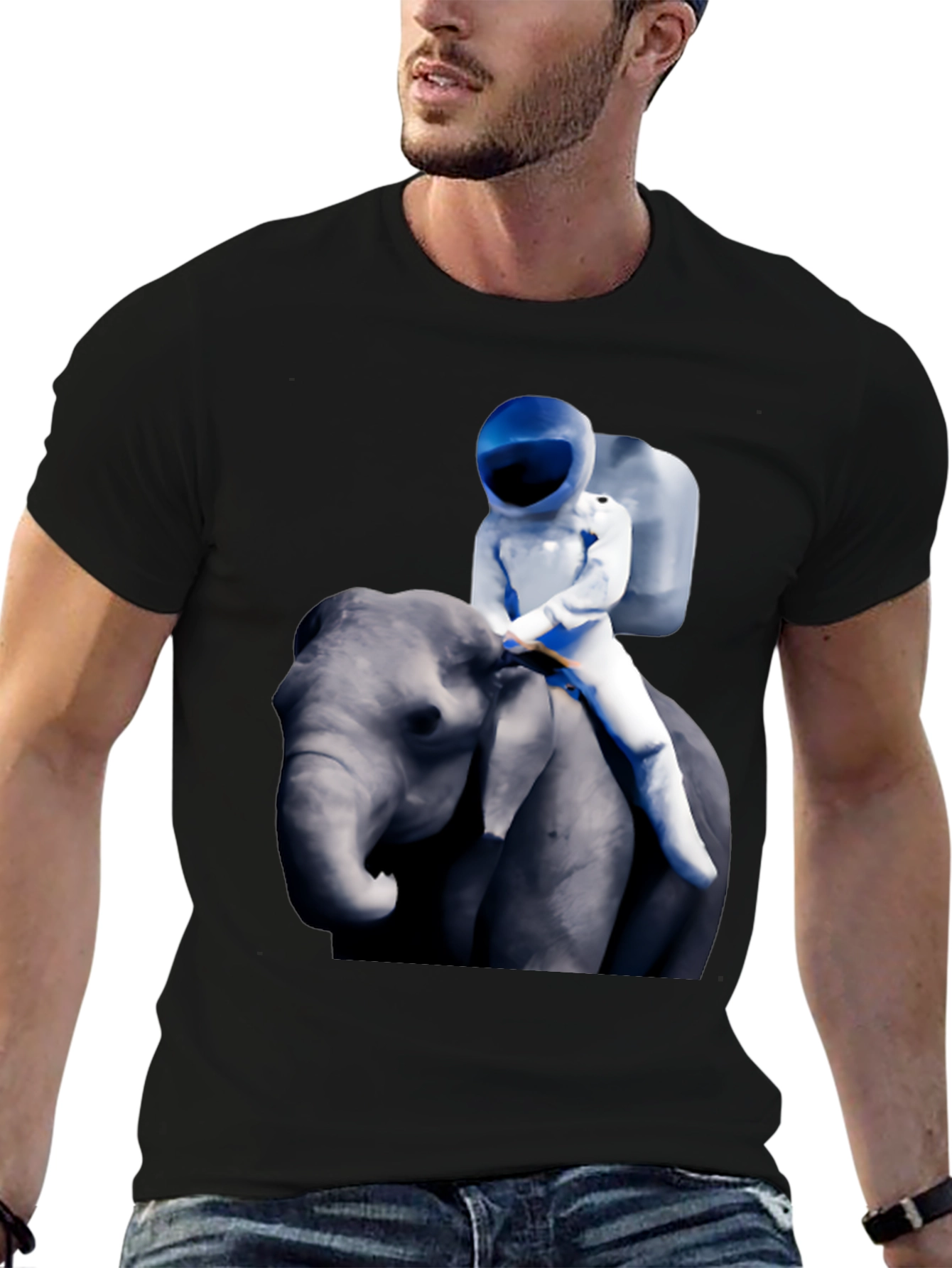 Astronaut Riding Elephant Graphic T-Shirt