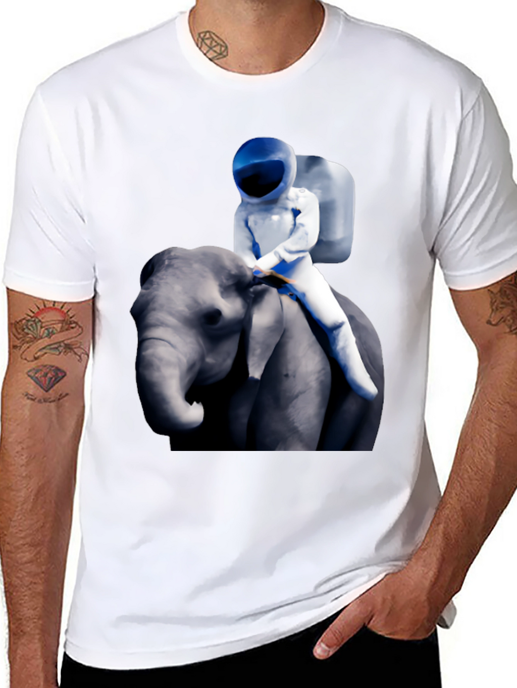 Astronaut Riding Elephant Graphic T-Shirt