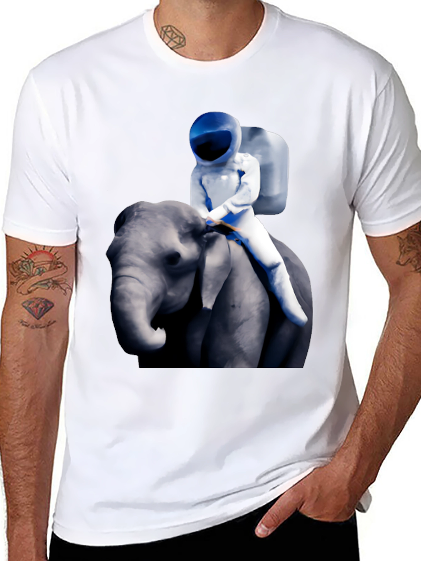 Astronaut Riding Elephant Graphic T-Shirt