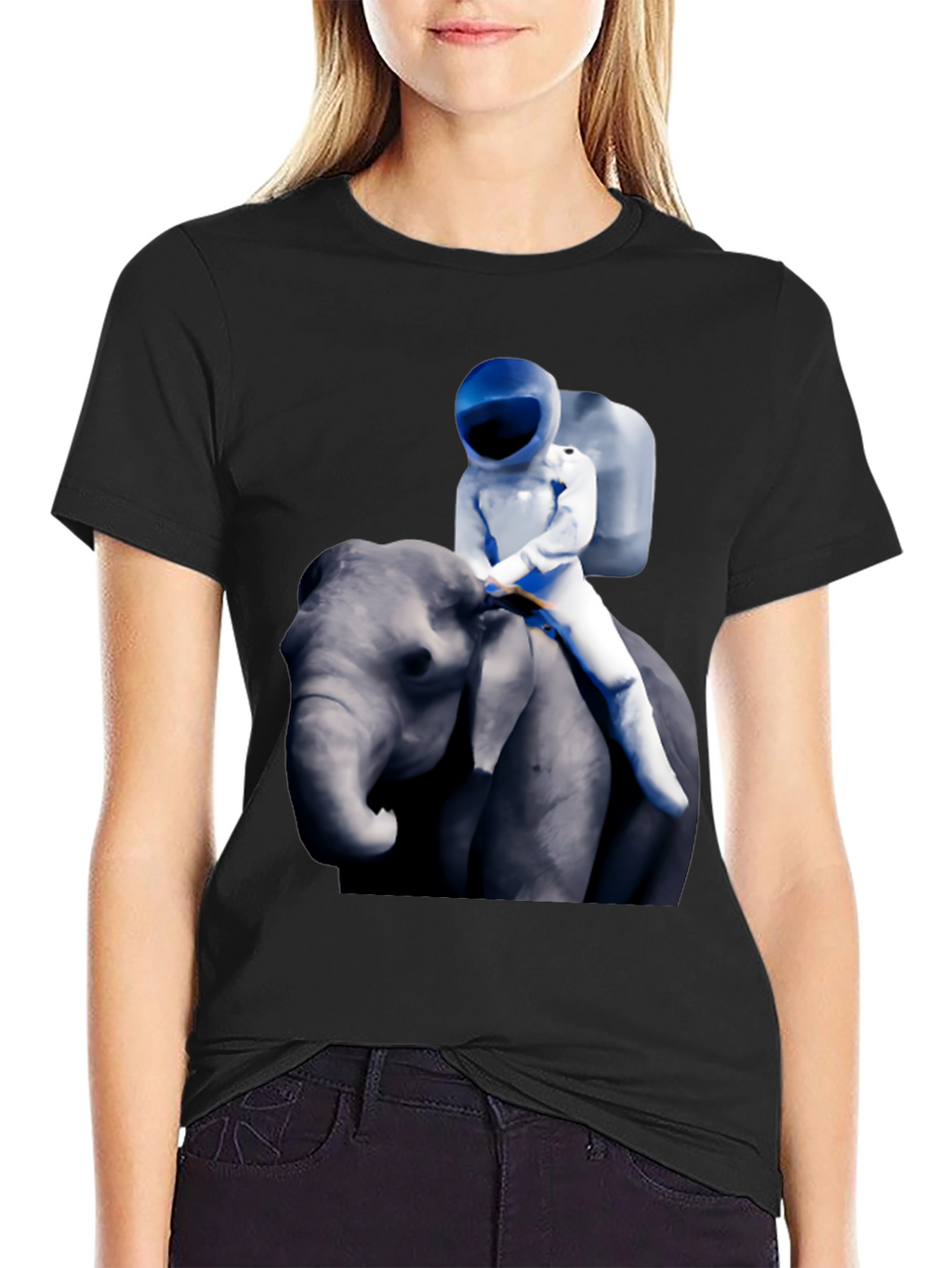 Astronaut Riding Elephant Graphic T-Shirt