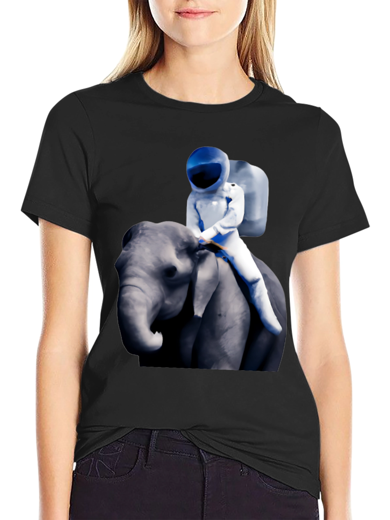 Astronaut Riding Elephant Graphic T-Shirt