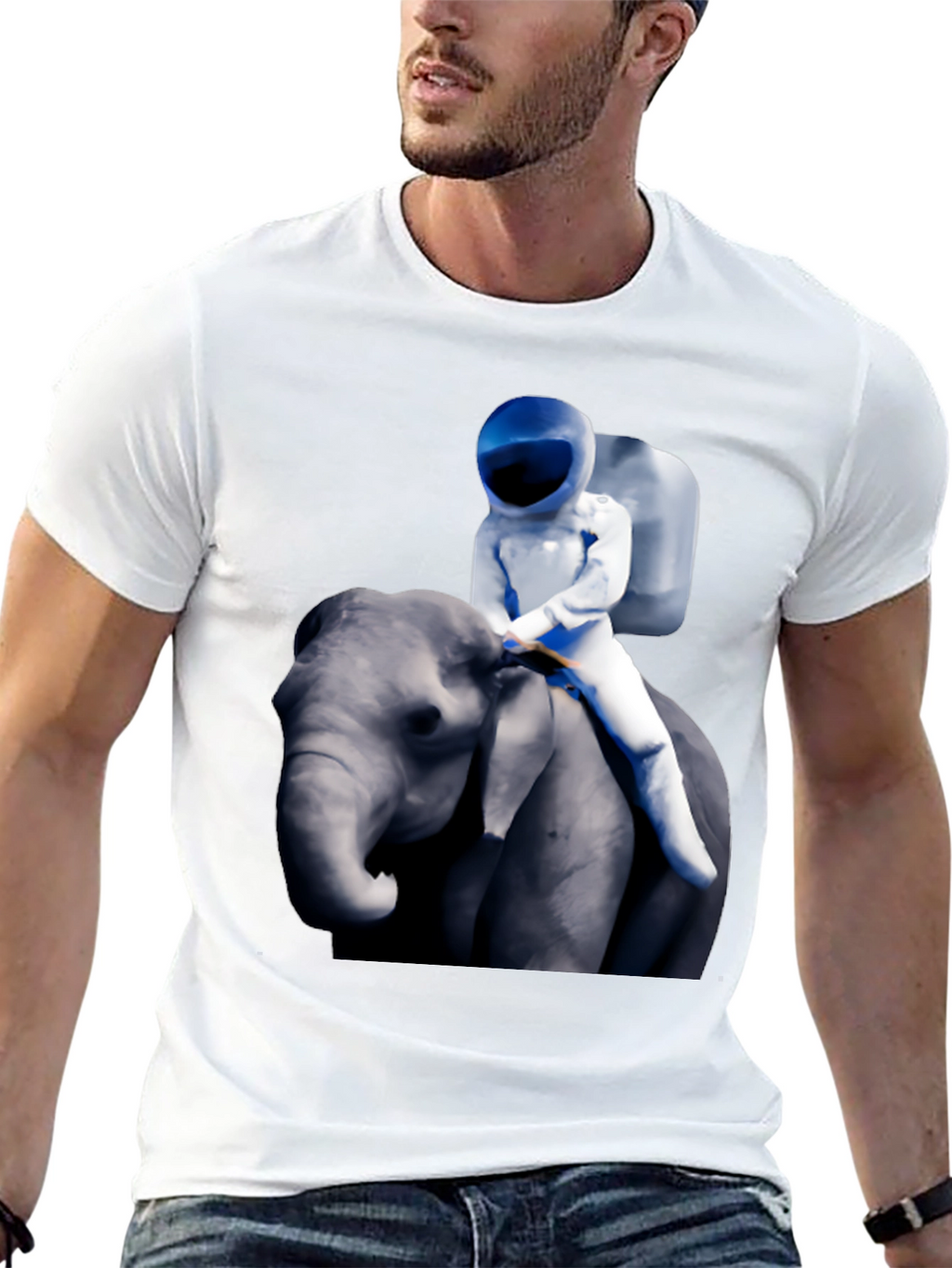 Astronaut Riding Elephant Graphic T-Shirt