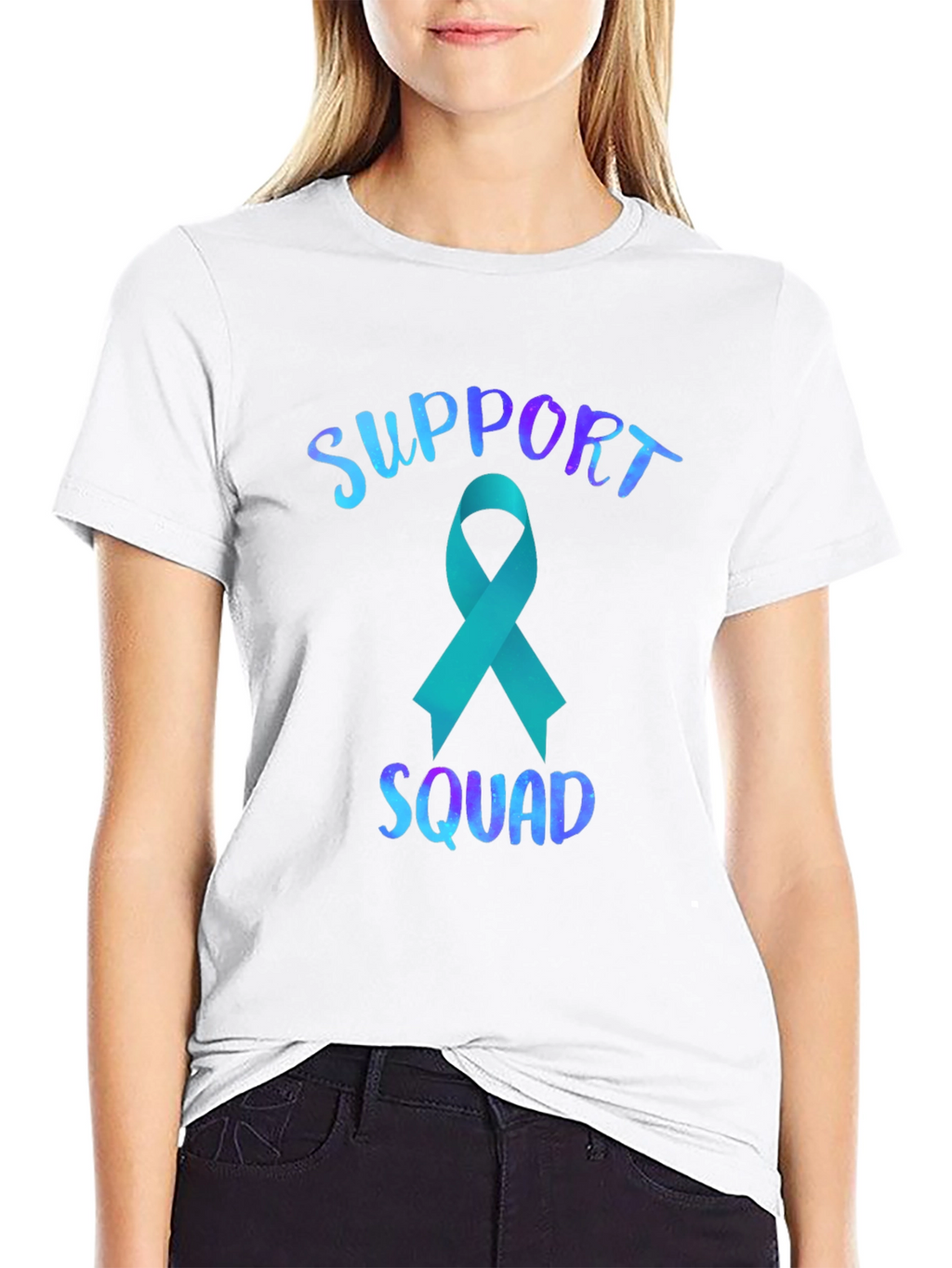 Support Squad Teal Ribbon Graphic Tee