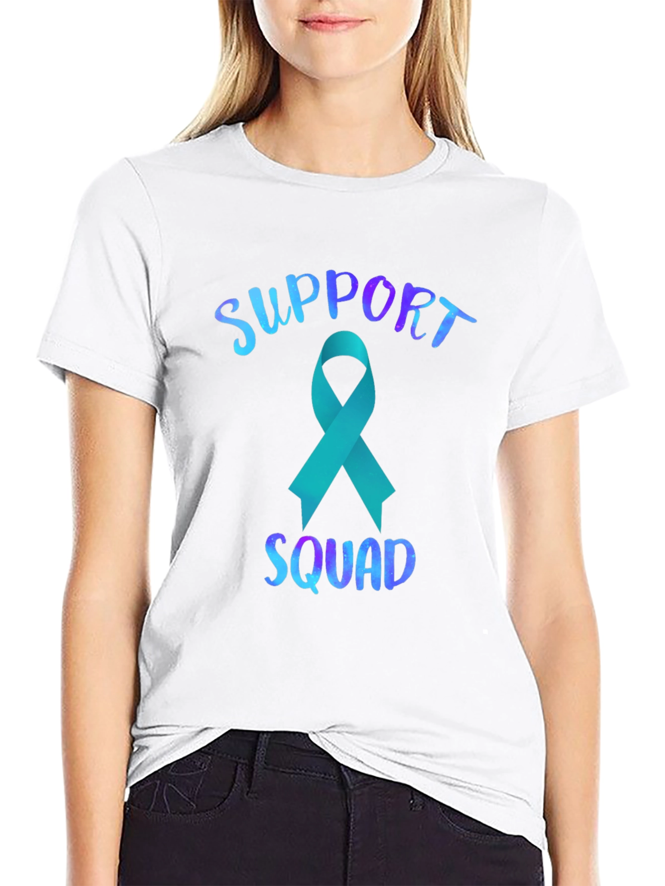 Support Squad Teal Ribbon Graphic Tee