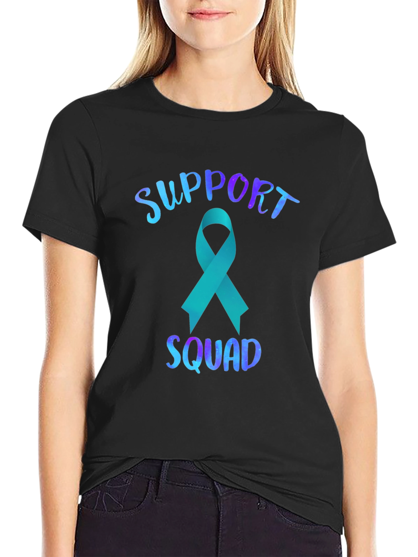 Support Squad Teal Ribbon Graphic Tee