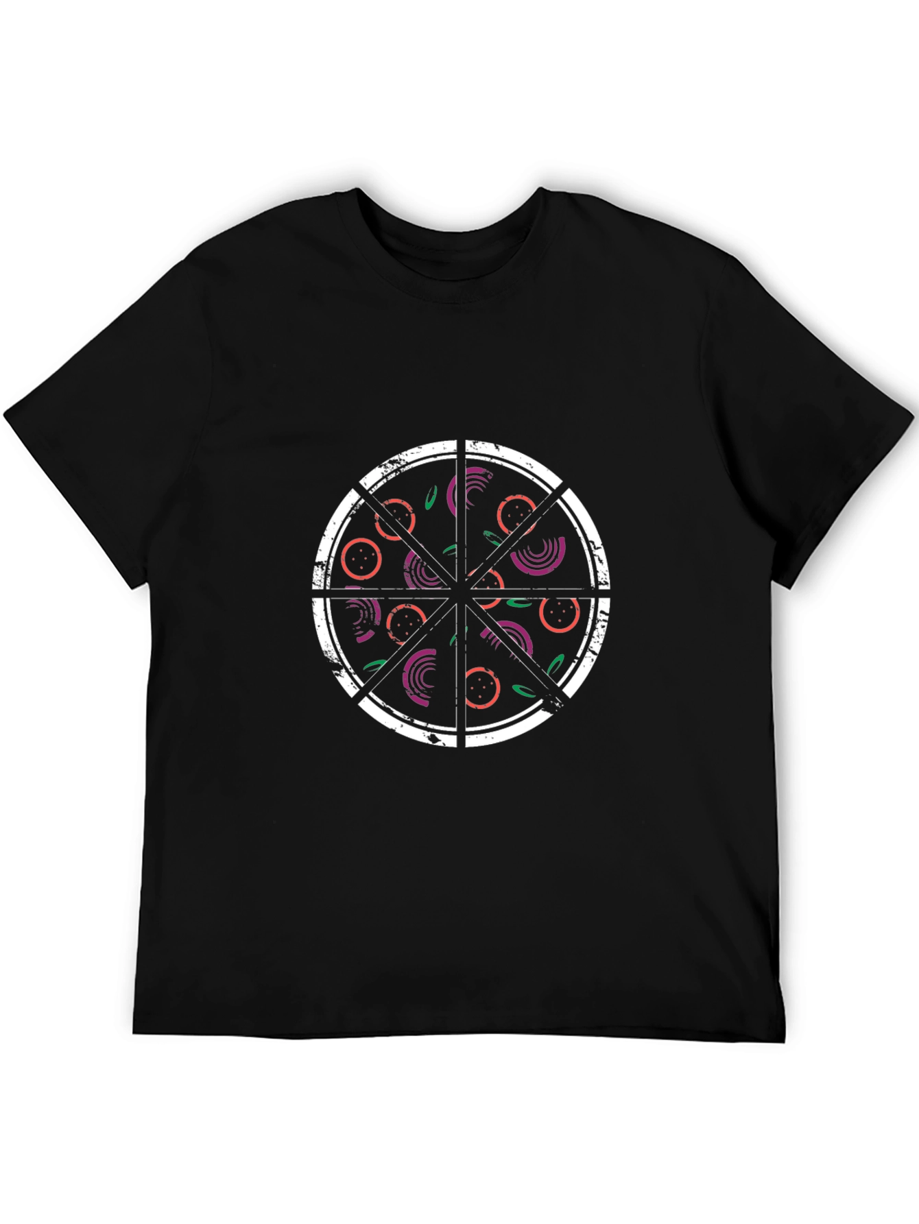 Pizza Slice Graphic Tee - Black Cotton T-Shirt