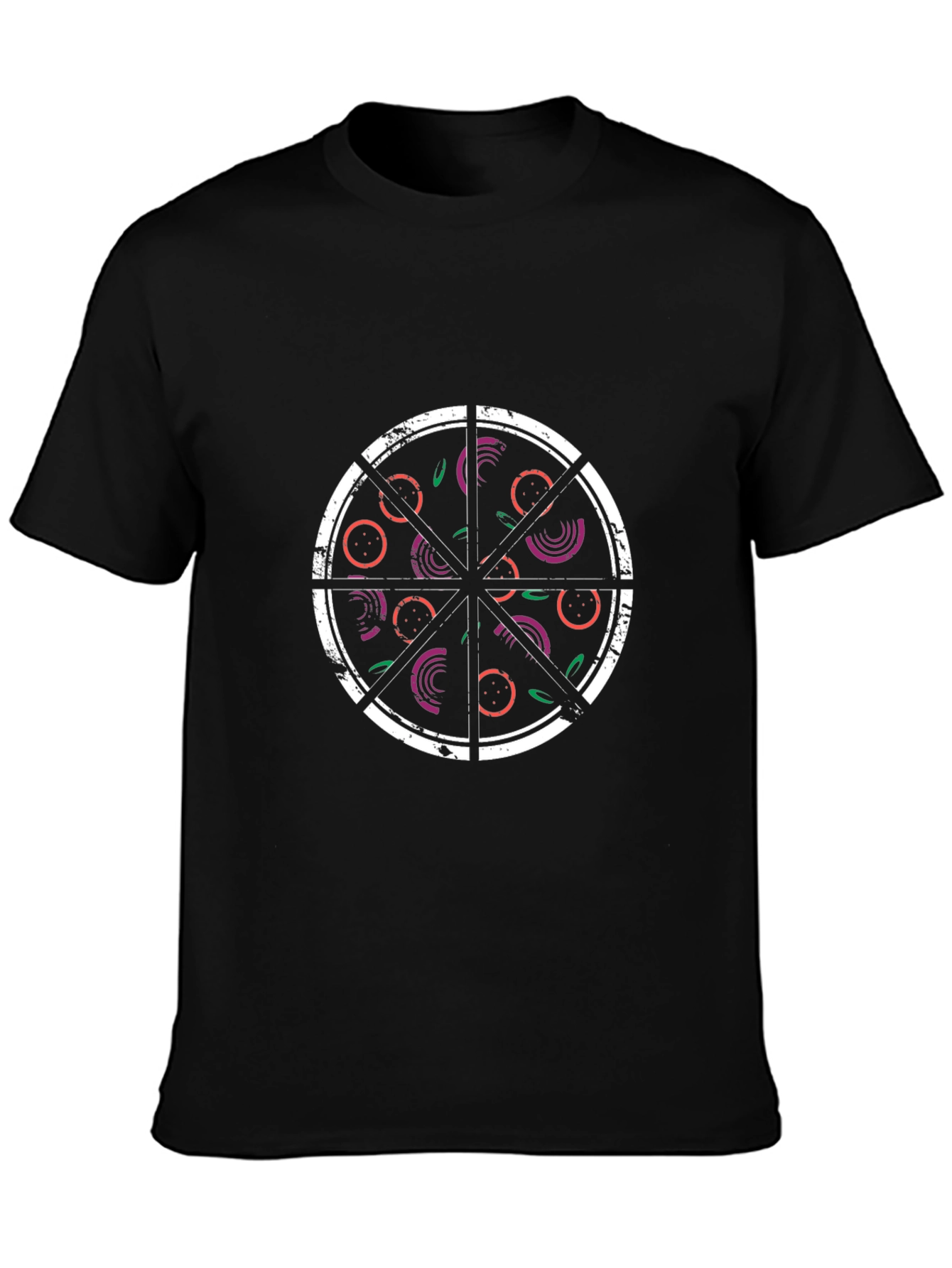 Pizza Slice Graphic Tee - Black Cotton T-Shirt