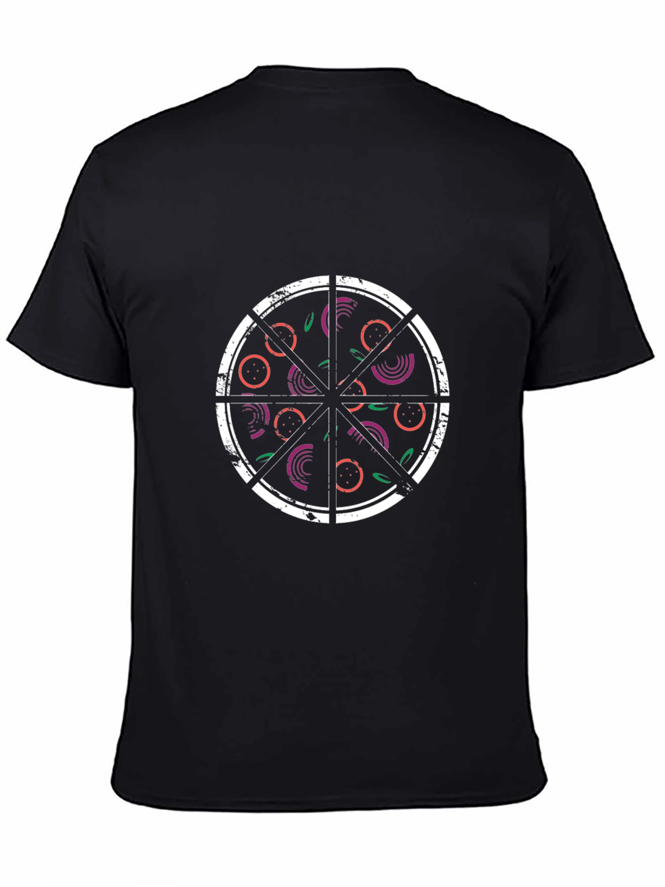 Pizza Slice Graphic Tee - Black Cotton T-Shirt