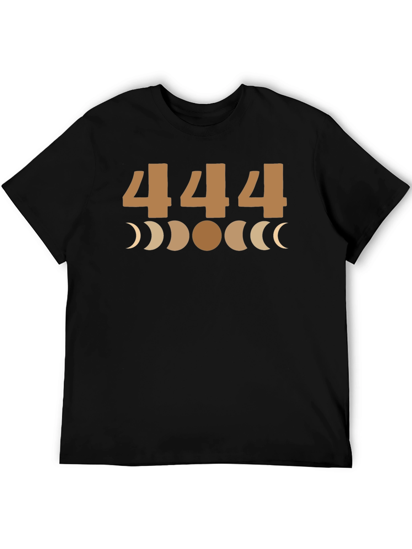 444 Angel Number Moon Phase Graphic Tee - Black