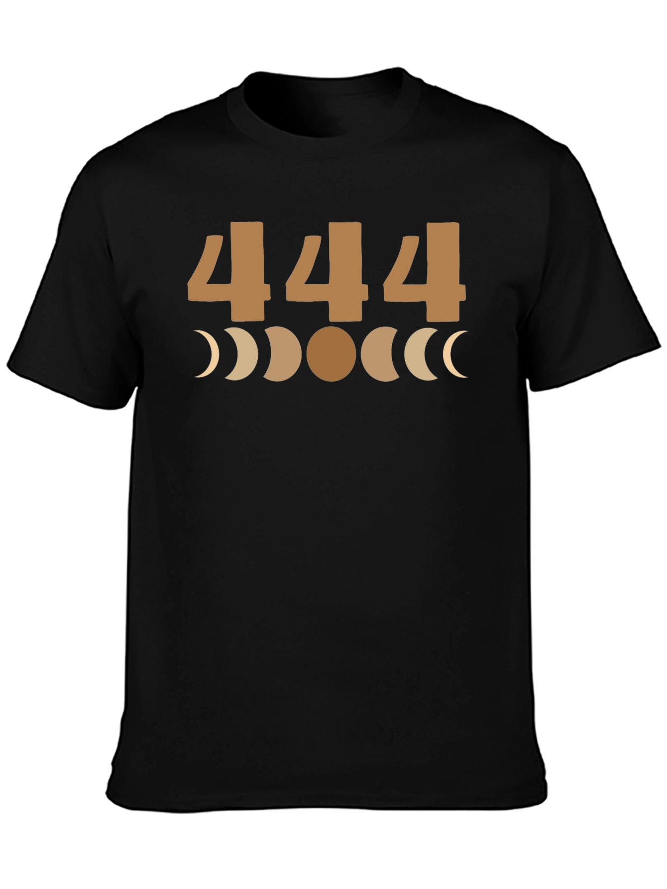 444 Angel Number Moon Phase Graphic Tee - Black