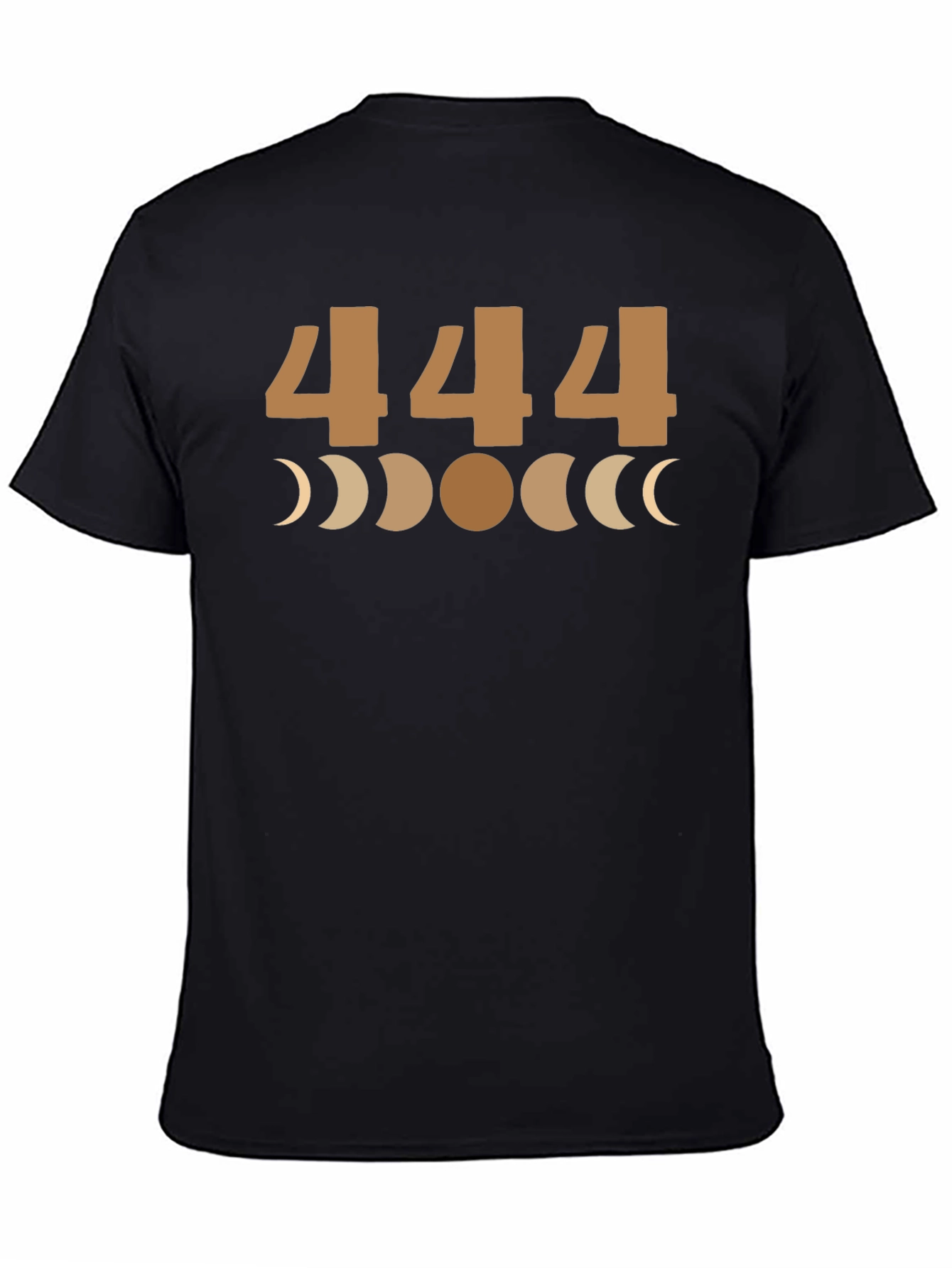 444 Angel Number Moon Phase Graphic Tee - Black