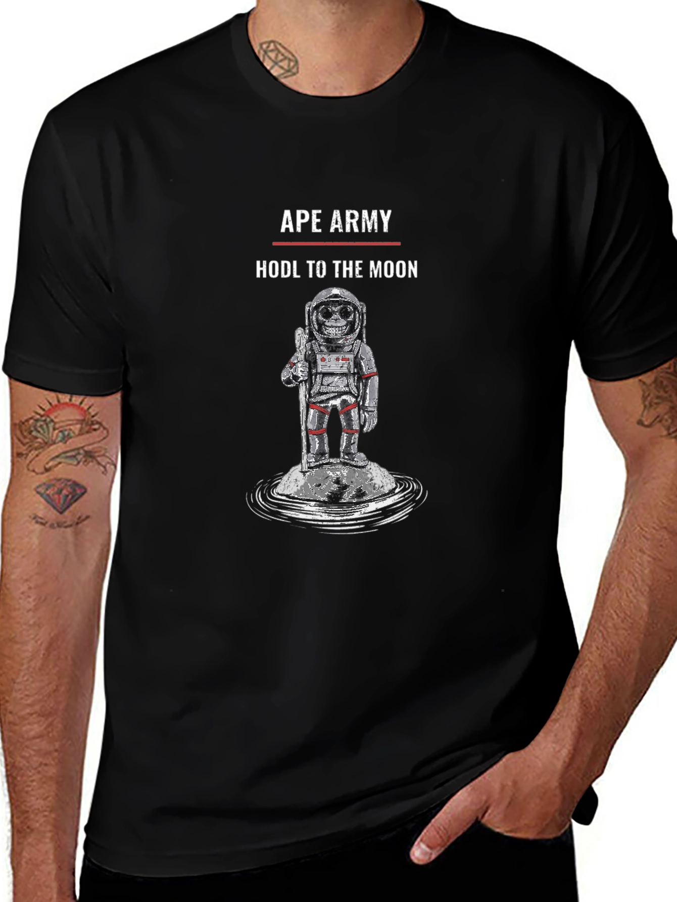 Ape Army HODL to the Moon Black T-Shirt