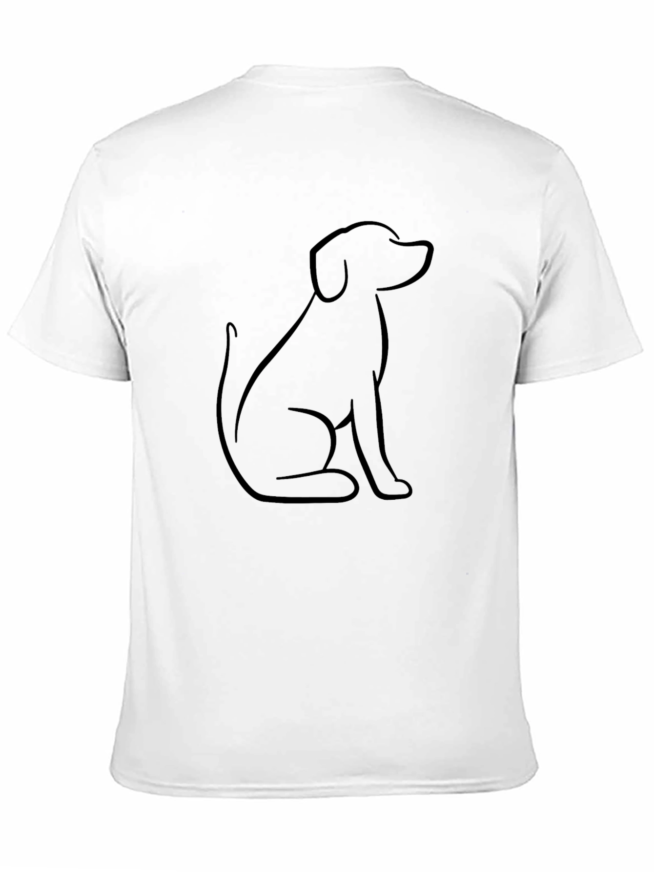 Minimalist Dog Outline Graphic Tee - Black